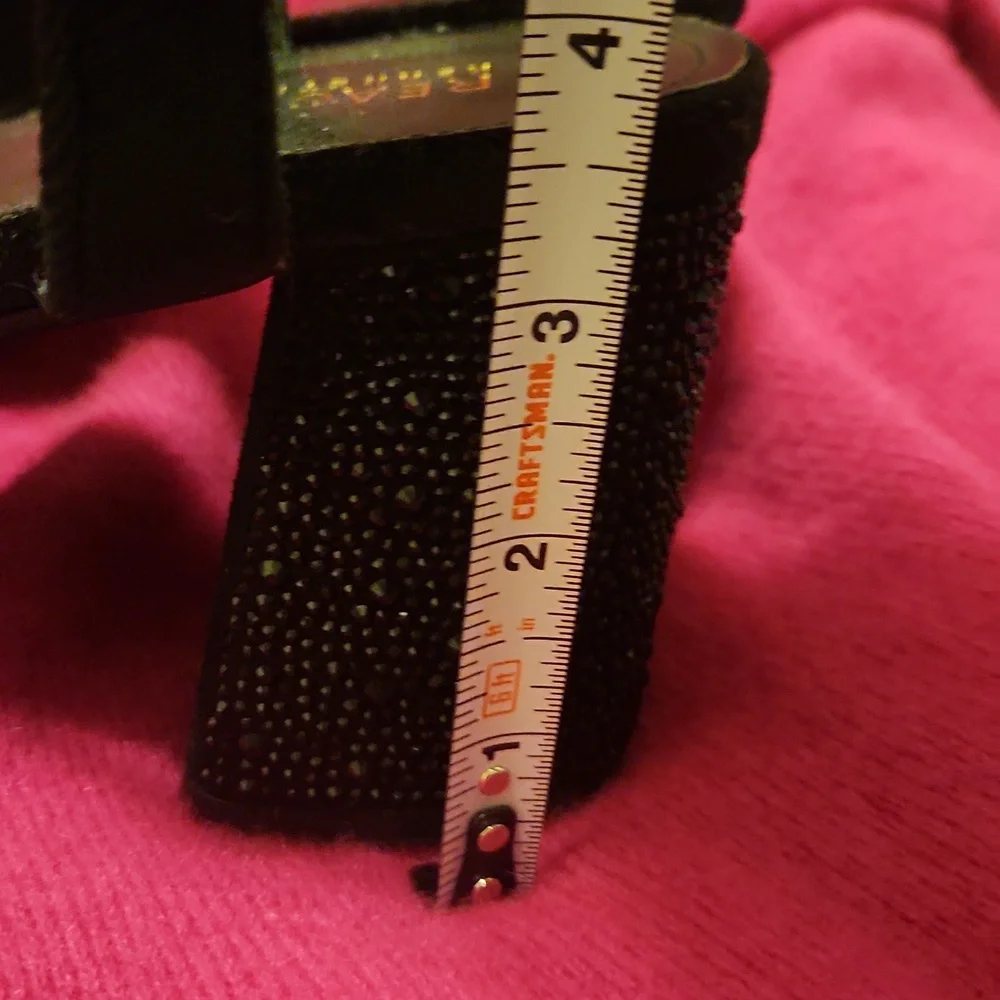 Reaction Kenneth Cole Black Velvet Heels with Black Rhinestone Platform